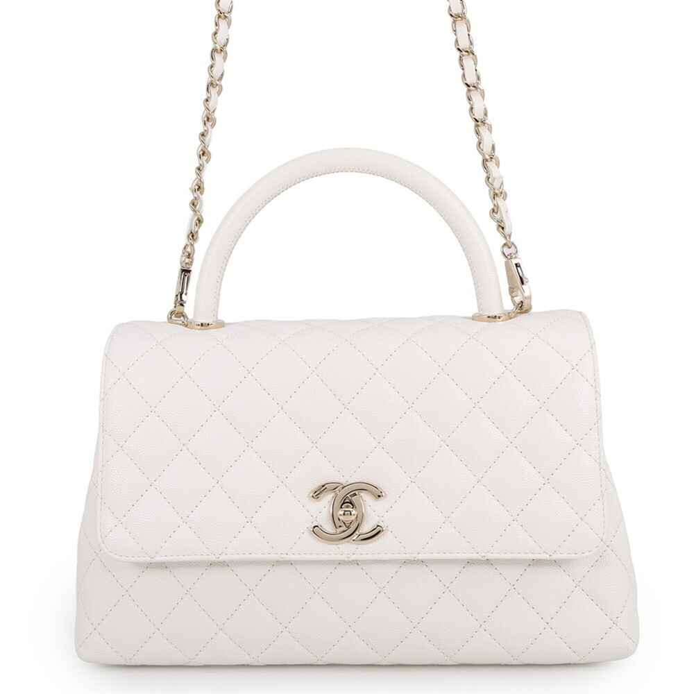 Chanel Matelassé Handbag, Coco Mark, Handle, Caviar Leather, A92991, CHANEL 2...